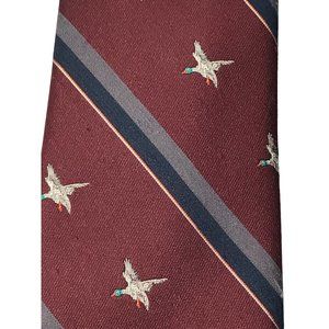 Ducks Stripes Vintage Silk Neck Tie Mauve Blue Grey White Green Art Deco Swing 5